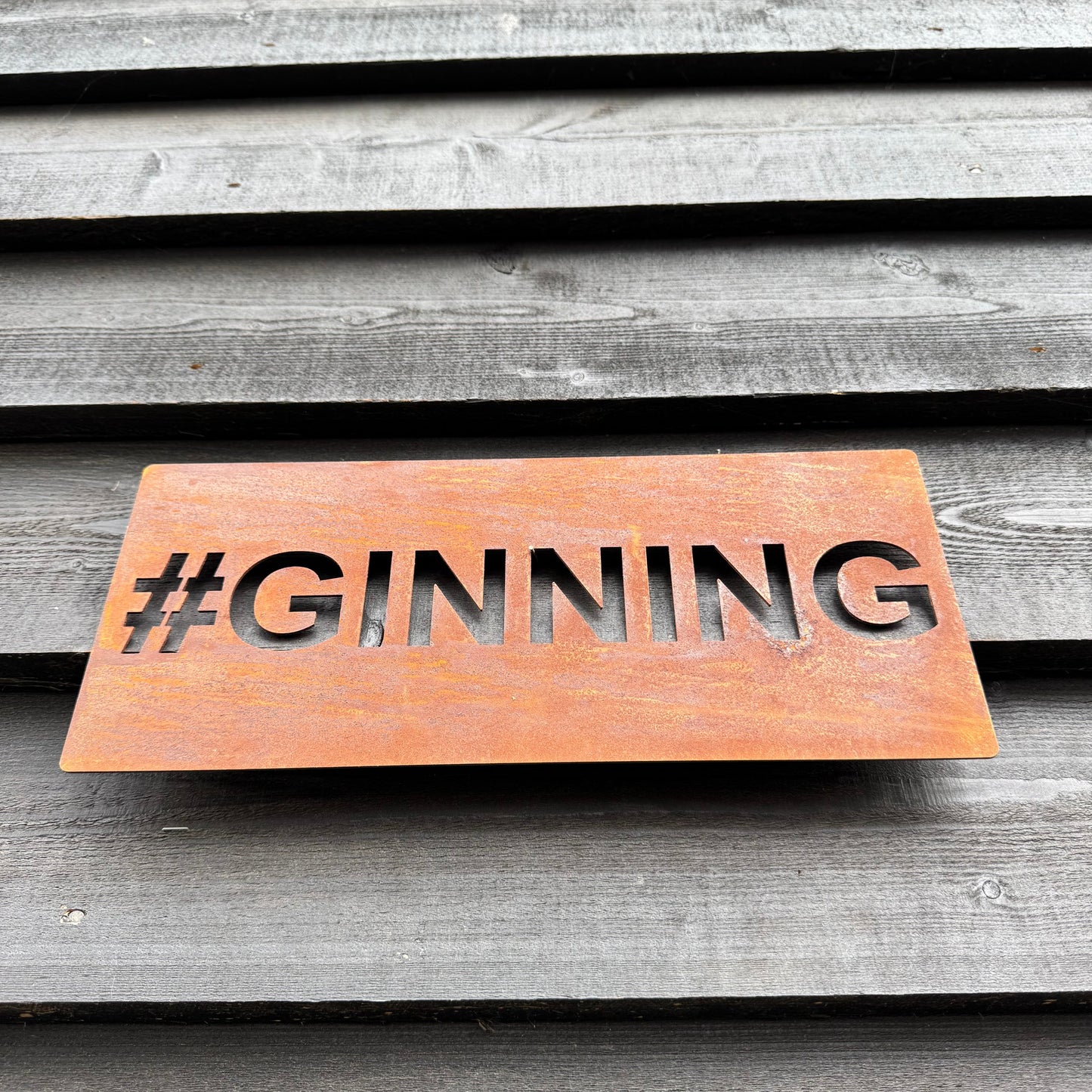 Rustic Metal #GINNING Sign