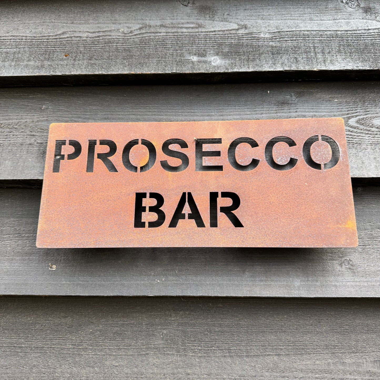 Rustic Metal Prosecco Bar Sign