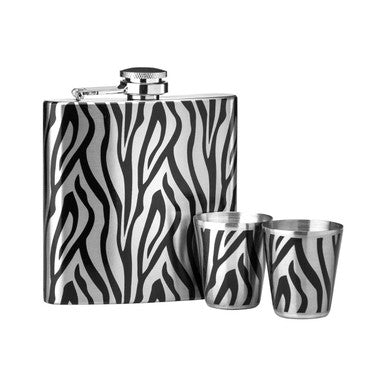 Auden Zebra Hip Flask And Shot Glasses Set