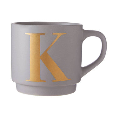 Signet Grey Monogram Mug K