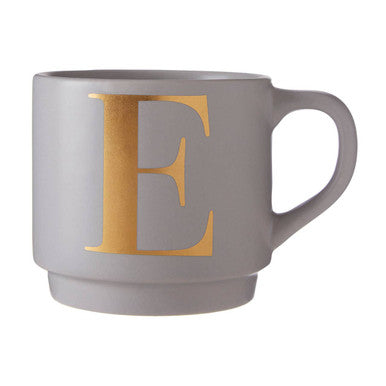 Signet Grey Monogram Mug, E