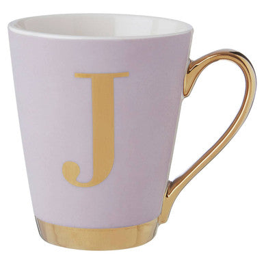 Frosted Deco Lilac Monogram Mug J