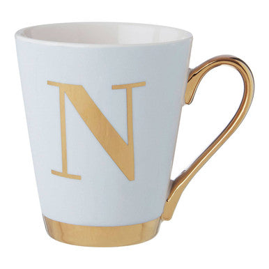 Mimo Green Frosted Deco N Letter Monogram Mug.
