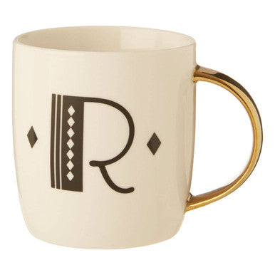 Diamond Deco White Monogram Mug R