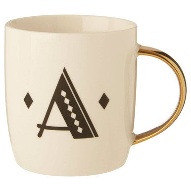 Diamond Deco White Monogram Mug A