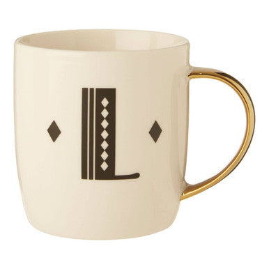 Diamond Deco White Monogram Mug L