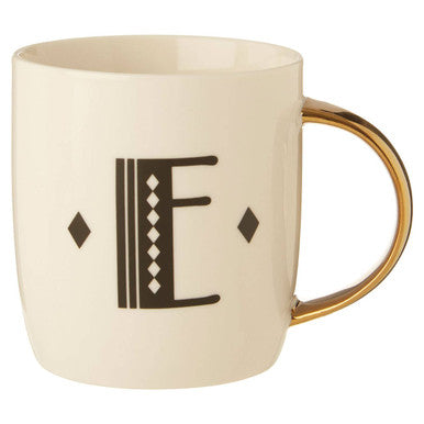 Diamond Deco White Monogram Mug E