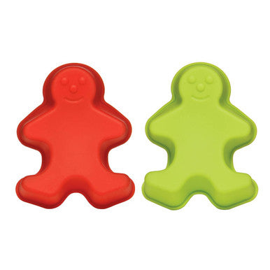 Silicone Set Of Two Gingerbread Men Cake Moulds.