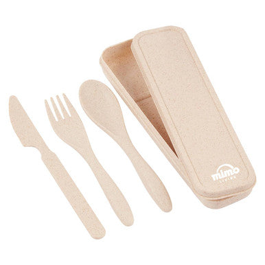 Mimo 3 Piece Natural Wheat Straw Travel Cutlery Set