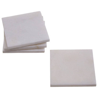 Kindia Set Of Four White Marble Square Coasters