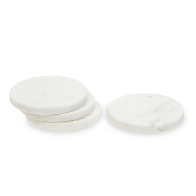 Kindia Set Of 4 White Marble Round Coasters