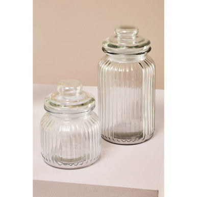 Ribbed Glass Storage Jar 1300Ml
