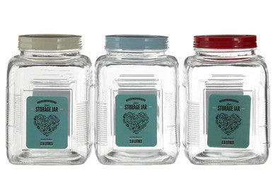 Luca Assorted Square Clear Glass Large Storage Jar