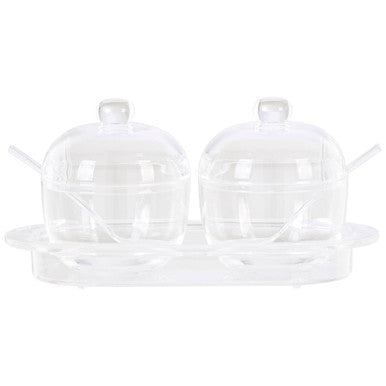Gozo Set Of 2 Condiment Pots Withy Tray