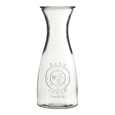Dayla Clear Glass Embossed Farm Fresh Design 1000Ml Carafe