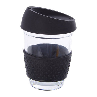 Mimo Glass Mug With Black Silicone Band Lid
