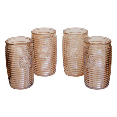 Dayla Set Of Four Gold Ribbed Glass Tumblers