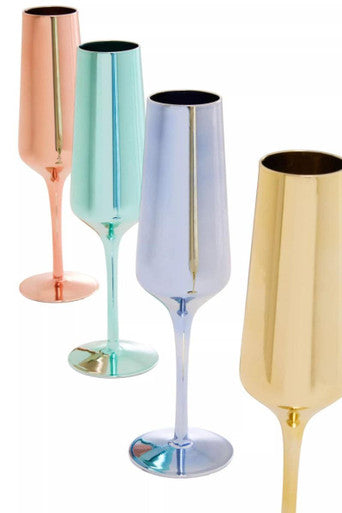 Aurora Set of Four Champagne Flutes In Assorted Colours