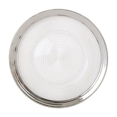 Ida 27Cm Embossed Dinner Plate With Silver Rim