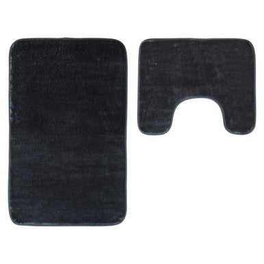 Soak Charcoal Grey Bath And Pedestal Mat Set