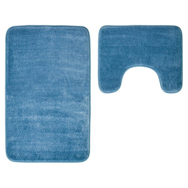 Soak Denim Blue Bath And Pedestal Mat Set