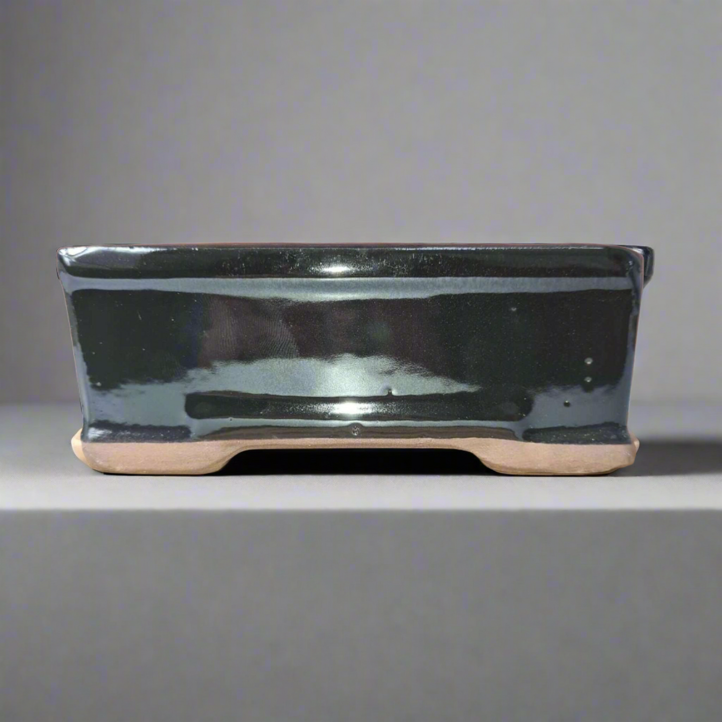 16cm Glazed Bonsai Pot | Rectangle | 16cm x 13cm x 6cm | Black