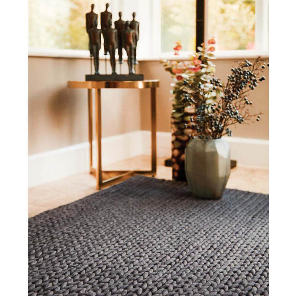 Fusion Dark Grey Braided Wool Rug