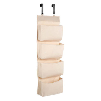 Cream Polyester Over Door Hanging Organiser
