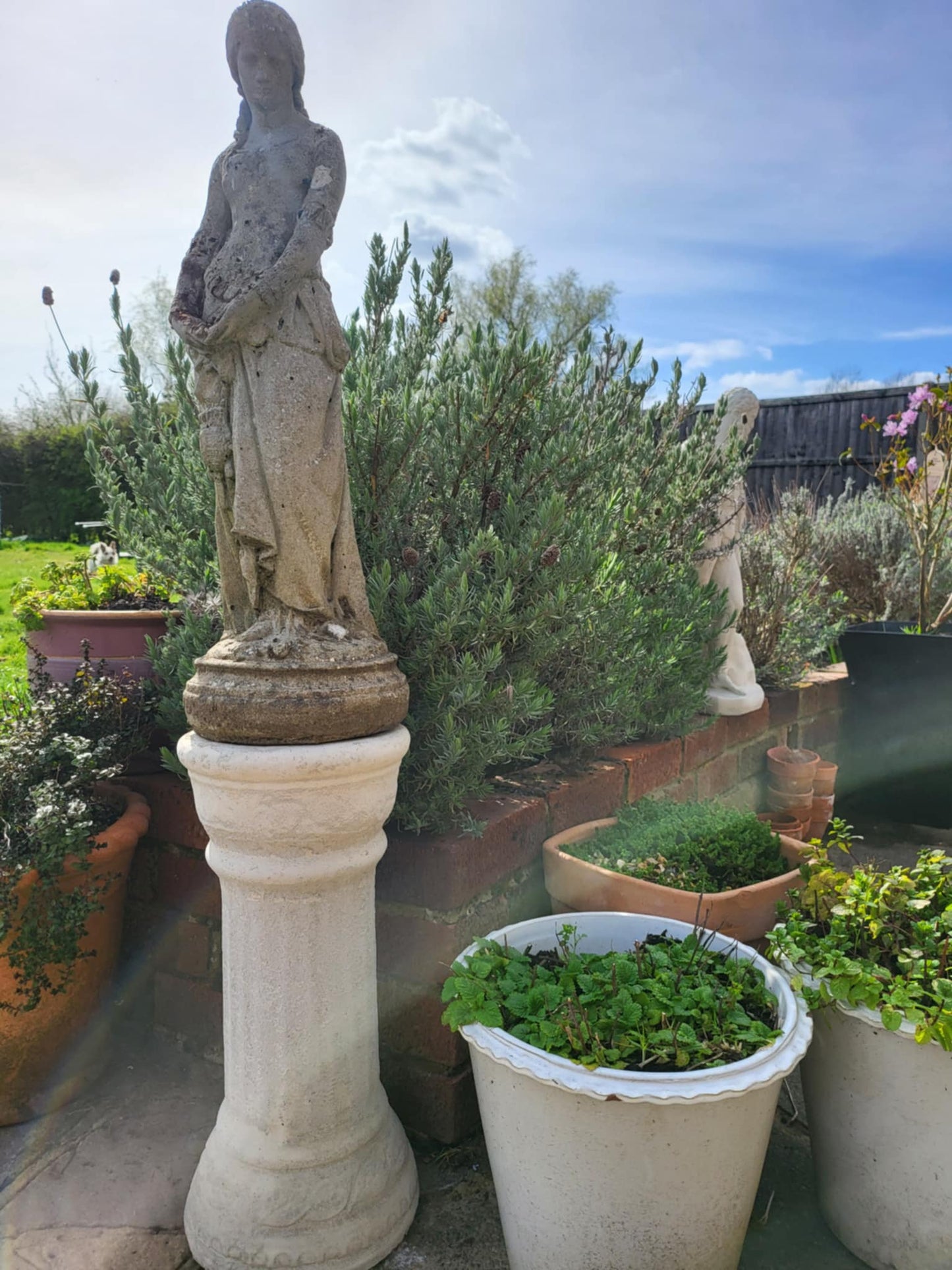 Concrete Garden Statue Of Lady On Column Plinth 106cm Total Hight (60cm just statue)
£65 the pair