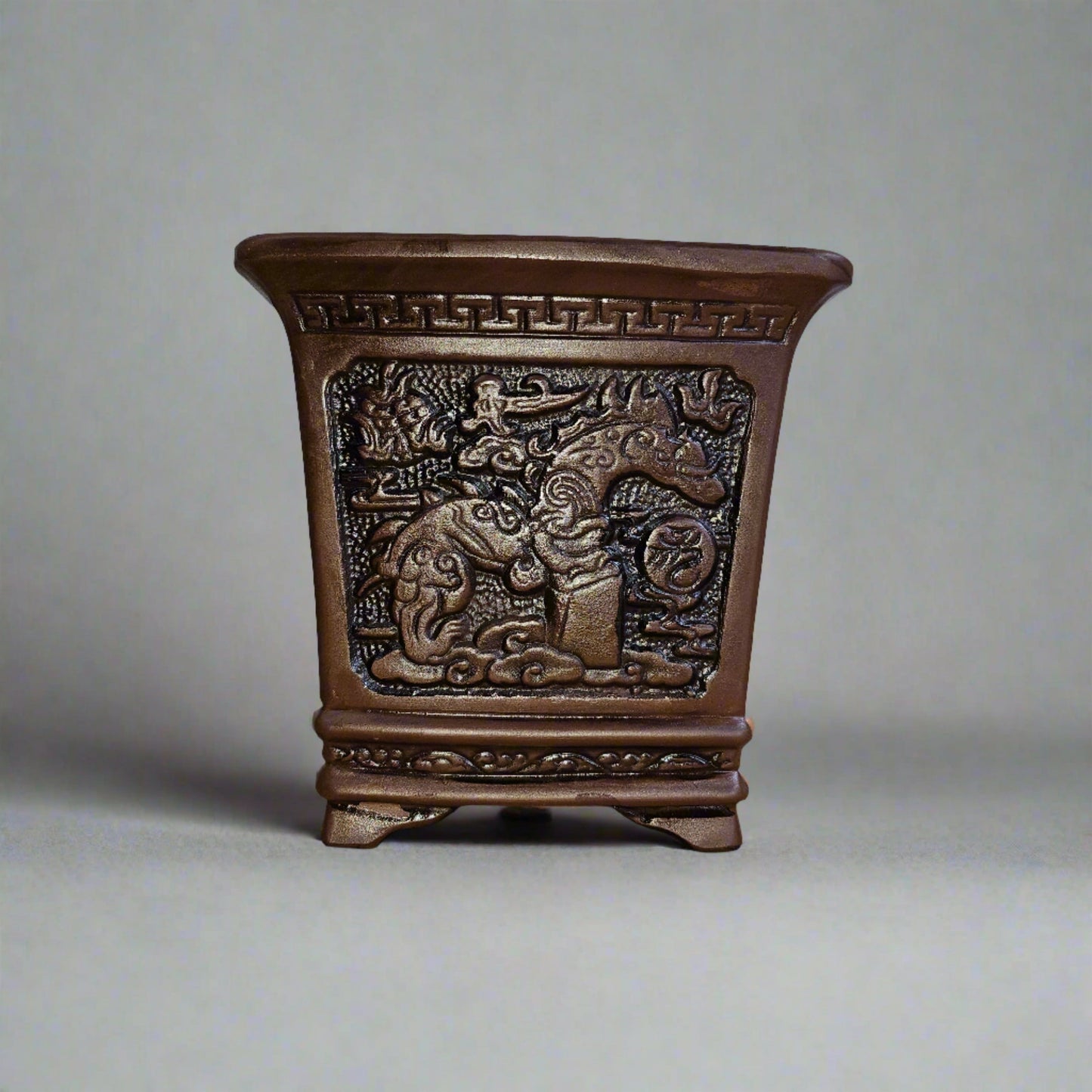 19cm Premium Unglazed Bonsai Pot | Cascade | 19cm x 19cm x 19cm | Brown