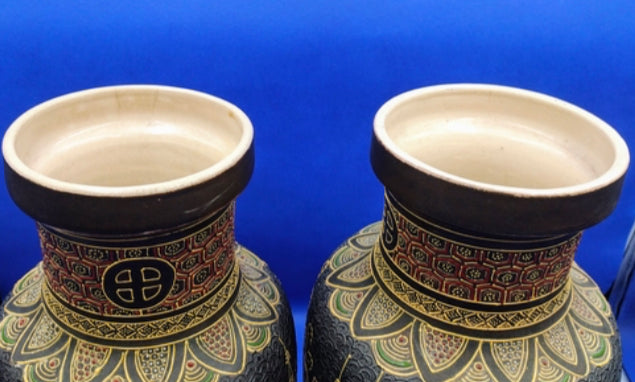 Pair of Kinkozan Satsuma Vases, Hand-Painted Figures, Meiji Period, Circa 1890–1910 approx 13" in height Home Interiors - £125