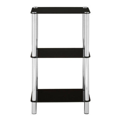 Adam 3 Tier Black Glass Shelf Unit