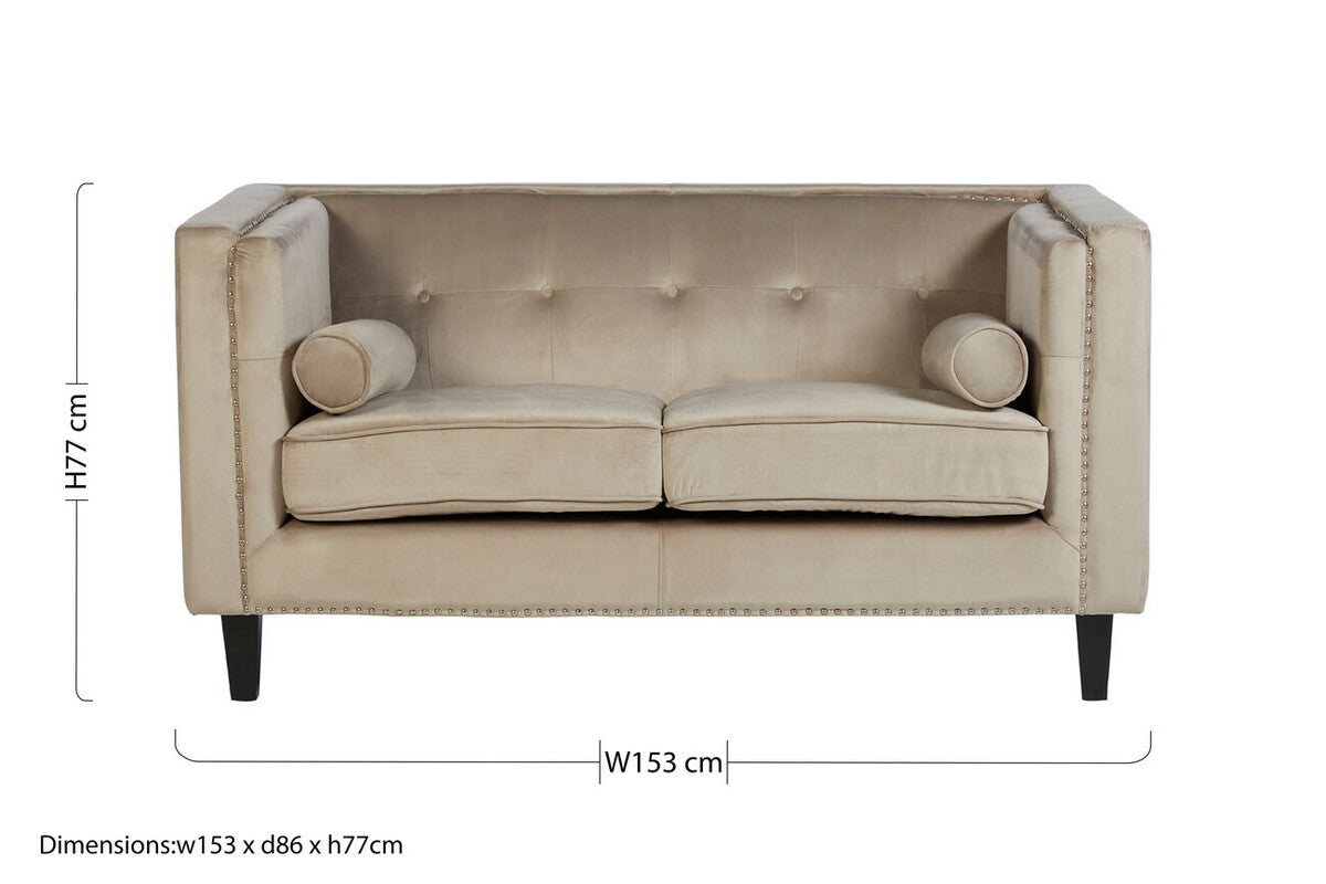 Felisa Two Seater Mink Velvet Sofa