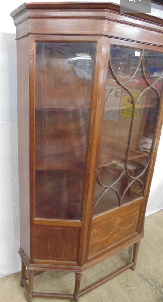 Inlaid Mahogany Display Cabinet having double glazed doors - 121cm x 37cm x 178cm tall - £225