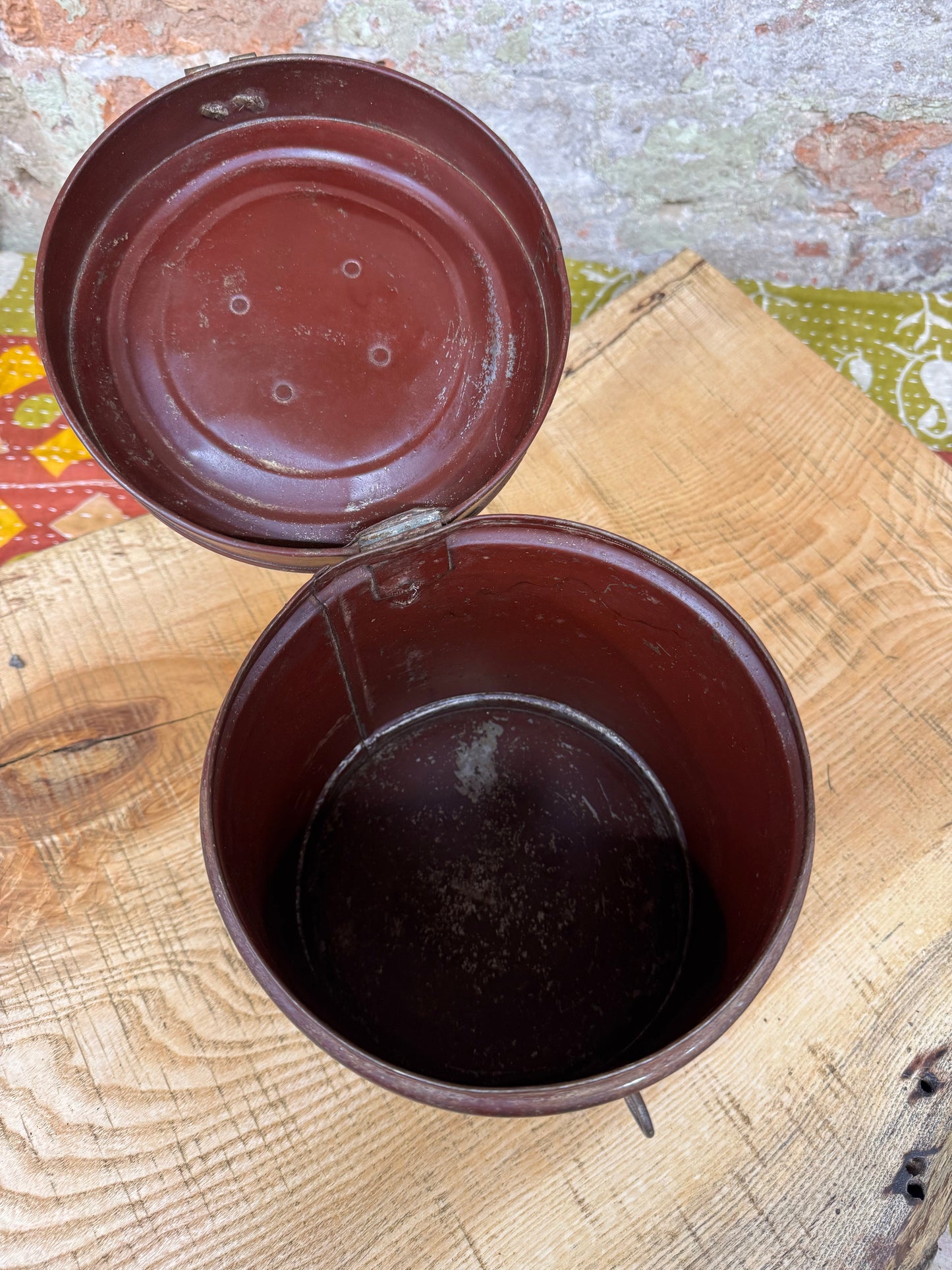 Vintage Galvanised Metal Tub Container / Flour Bin / Rice Dog Food Container / C