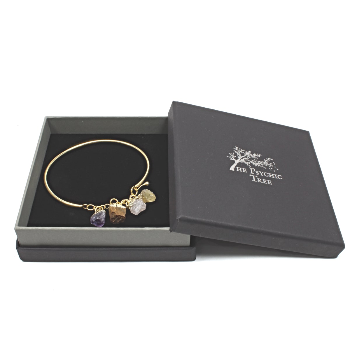 Four Crystal Gold Bangle