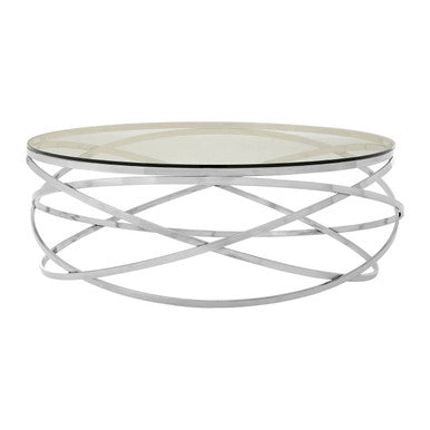 Allure Round Silver Swirl Base Coffee Table