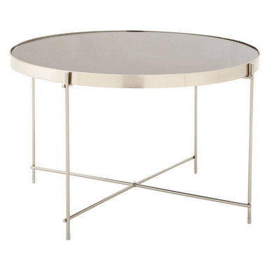 Allure Large Grey Mirror Round Side Table