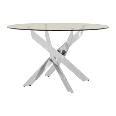 Allure Round Dining Table With Chrome Intersected Legs