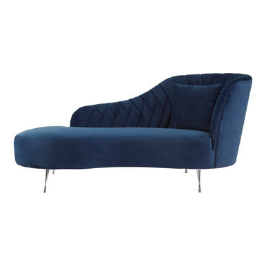 Rene Dark Blue Velvet Right Hand Chaise Longue