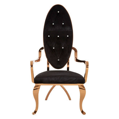 Novara Black Velvet And Rose Gold Baroque Chair