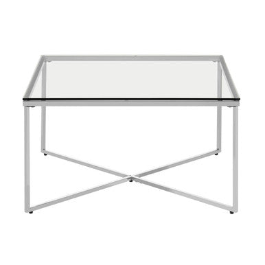 Allure Silver Finish Cross Base Coffee Table