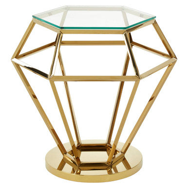 Allure Small Gold Finish Diamond End Table