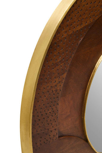 Siva Mango Wood Natural Round Wall Mirror