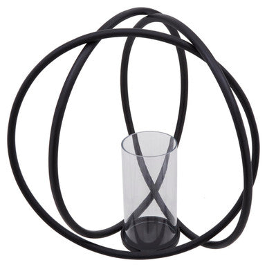 Aura Large Matte Black Finish Candle Holder