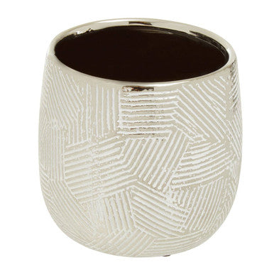 Honna Small White Silver Ceramic Planter