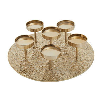 Akola Gold Round Six Pillar Candle Holder