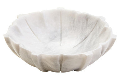 Zoro Medium White Marble Lotus Bowl