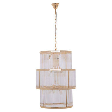Salasco 3 Tier Gold Finish Glass Chandelier