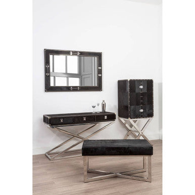 Kensington Townhouse Black Leather Bench